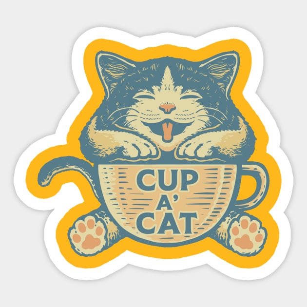Cup a Cat and coffee Sticker by Deduder.store